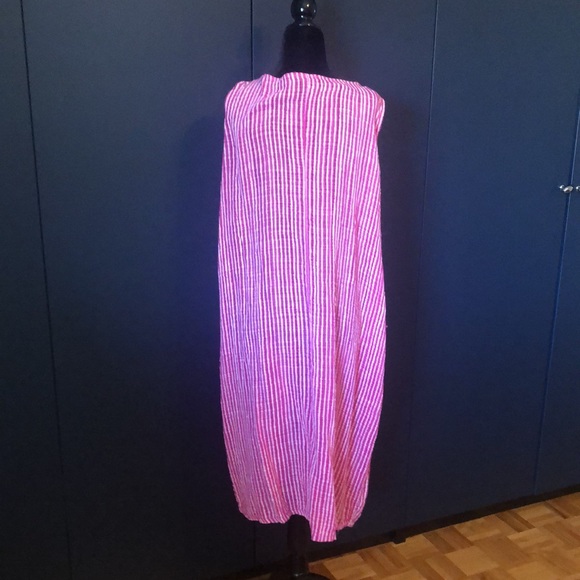 ANGELA MARA pink/white striped dress size large - Picture 6 of 9